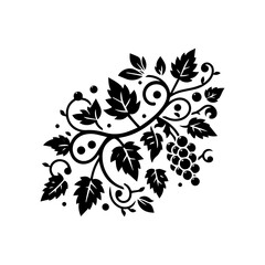 Black Grapevine and Leaf Decorative Flourish.