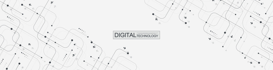 Motherboard technology circuit board texture design. Creative idea AI banner concept for internet technology. Digital motherboard concept for poster, cover, banner, header, web presentation template.