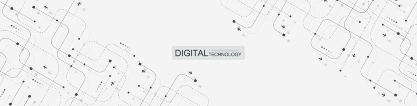 Motherboard technology circuit board texture design. Creative idea AI banner concept for internet technology. Digital motherboard concept for poster, cover, banner, header, web presentation template.
