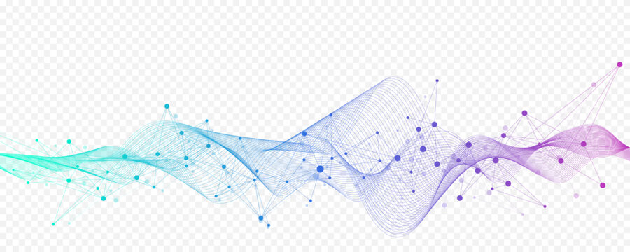 Abstract tech network connection dots. Digital technology and big data analysis background. White background with plexus lines. Geometric background with abstract mesh