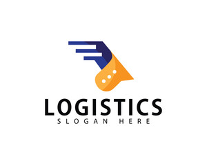 logistics chat logo creative design concept delivery symbol business transport