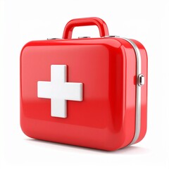Obraz premium Isolated first aid kit with a red cross icon for medical emergency and healthcare