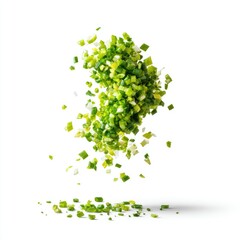 Chopped chives in mid-air, scattered