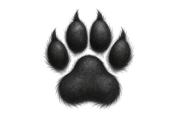 Textured Black Paw Print with Furry Edges, Symbolizing Wild Animals and Nature's Power