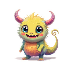 Naklejka premium cartoon monster with a long curled tail
