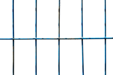rusty blue metal bars on white