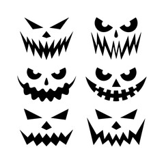 set of halloween pumpkin big crazy face