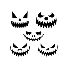 Scary and funny faces of Halloween pumpkin or ghost