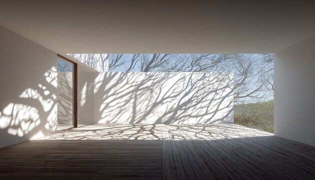 Minimalistisches Interieur mit Baum Schattenspiel