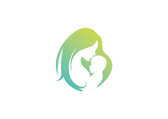 Mother holding a baby in a beautiful color.