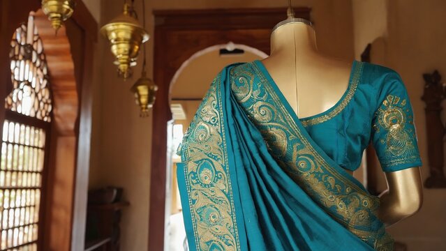 paithani saree in emerald green indian attire