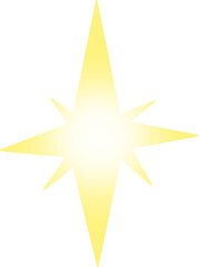 Soft Radiant Eight-Ray Star with Center Glow – Transparent Light Effect PNG