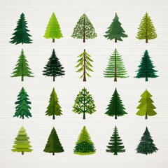 Fototapeta premium Collection of Diverse Tree Illustrations in Various Styles and Colors