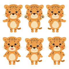 指さしをするチーターのキャラクターイラストセット