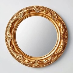 Gold ornate circular mirror