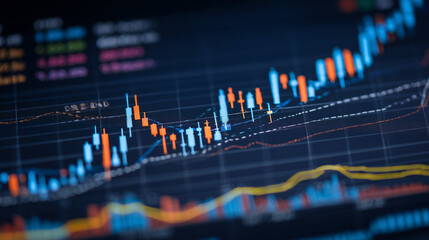 Trade business analytics graph and financial chart investment. Stock market investment trading graph and crypto currency