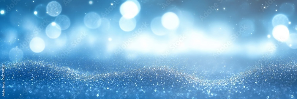 Poster dreamy blurred azure winter stage with bokeh twinkles and soft lights for festive event backdrop