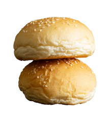 stack of two bun with sesame seeds isolated