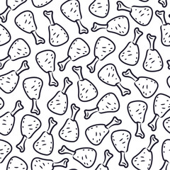 fried chicken seamless pattern background. doodle fried chicken pattern background. Fried chicken doodle pattern. fast food background. Chicken wings pattern background.