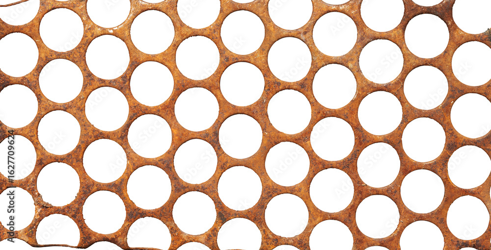 Poster rusty metal with round hole pattern background