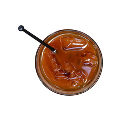 top view ice coffee drink isolated