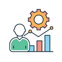 Business growth and strategy icon with person and gear