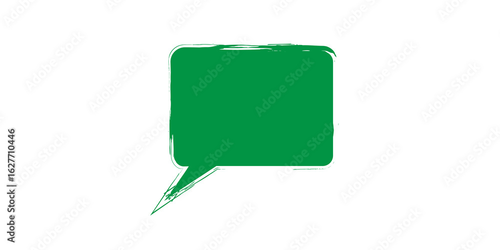 Poster a simple green speech bubble isolated on a black background in the center isolated on transparent ba