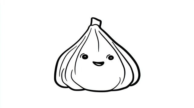 cute smiling garlic black and white clip art preview