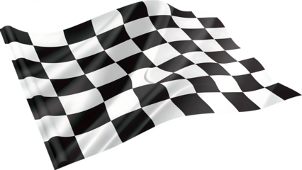 Waving checkered racing flag isolated on a transparent background checkered flag