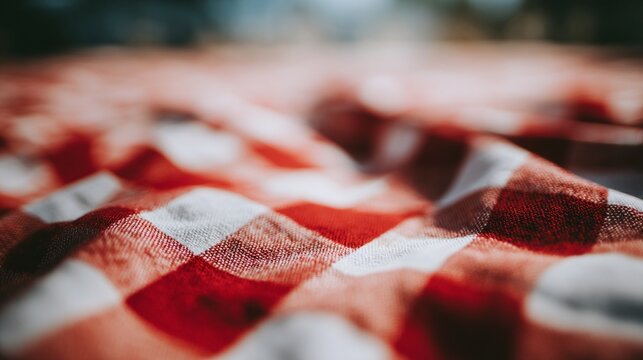 Nahaufnahme eines rot-wei&szlig;en karierten Stoffes