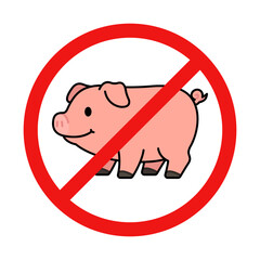 No Pig Sign on White Background