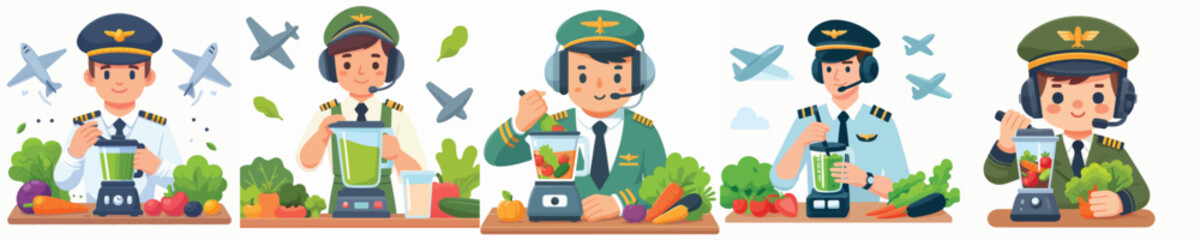 pilot character vector blending vegetables