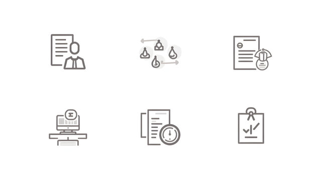 Set of Business Icons Representing Concepts Such as People, Strategy, and Data Analysis