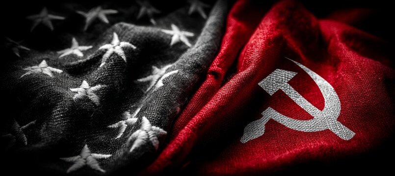 Capitalism and Communism ideology. Generative AI technology.