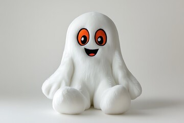 Fototapeta premium Halloween ghost plush toy studio setting product photography soft lighting playful vibes