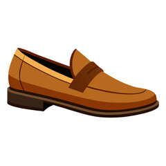 Classic brown loafer shoe vector on white background.