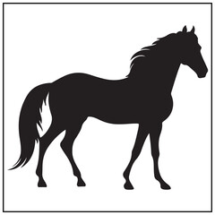 Obraz premium Vector art of black silhouette of a graceful horse standing sideways