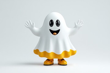 Obraz premium Playful ghost character studio setting digital illustration vibrant colors front view whimsical design for halloween fun