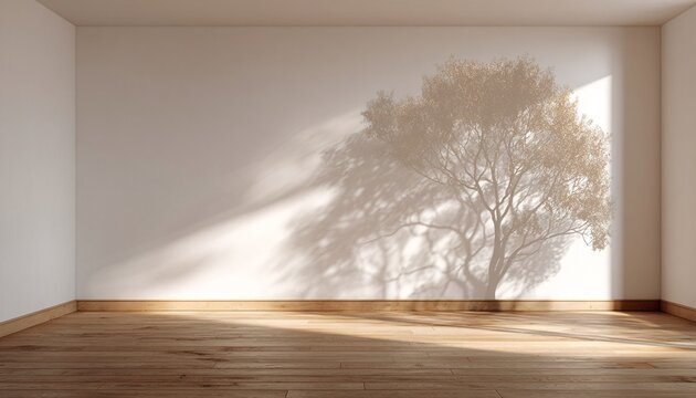 Minimalistischer, leerer Raum mit Licht und Schattenwurf