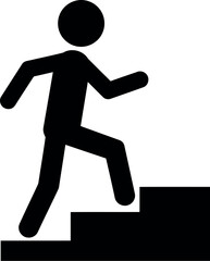 Stick figure climbing stairs success progress ambition