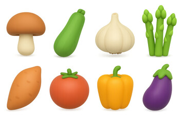 3d colorful vegetables collection: fresh and vibrant farm produce variety
