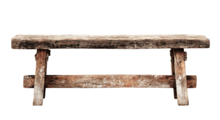 Aged wooden bench, simple and rustic design