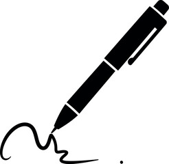 Ballpoint pen writing signature silhouette