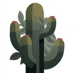 cactus illustration vector desert plant green leaves graphic nature background