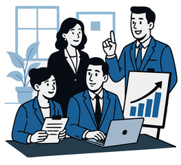 Discussion about a new business plan. Project. Brainstorming. Business vector illustration.