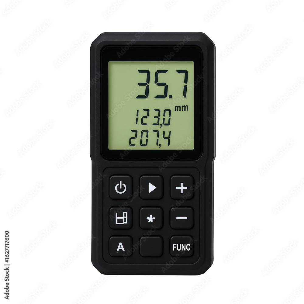 Fototapete digital measuring device with lcd screen displaying measurements and control buttons for precision e