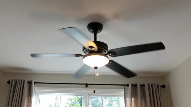 Modern ceiling fan with light in a room