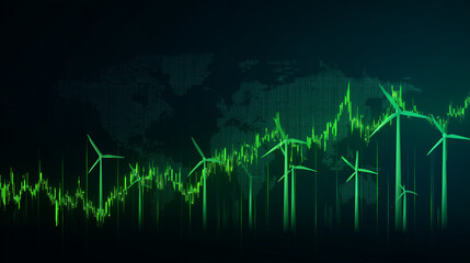 Increase in electricity prices on the world market. Green energy in full development.Investment finance chart,stock market business and exchange financial growth graph