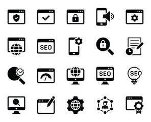 Glyph icons set for SEO and Web