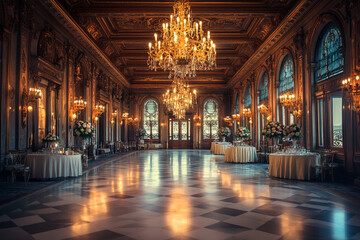 Grand ballroom with chandeliers

